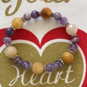 Amethyst, Carnelian & Sterling Spacer Bracelet